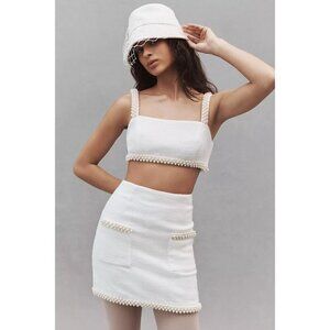 Anthropologie Hutch Adley Pearl-Trimmed Tweed Bridal Set in White